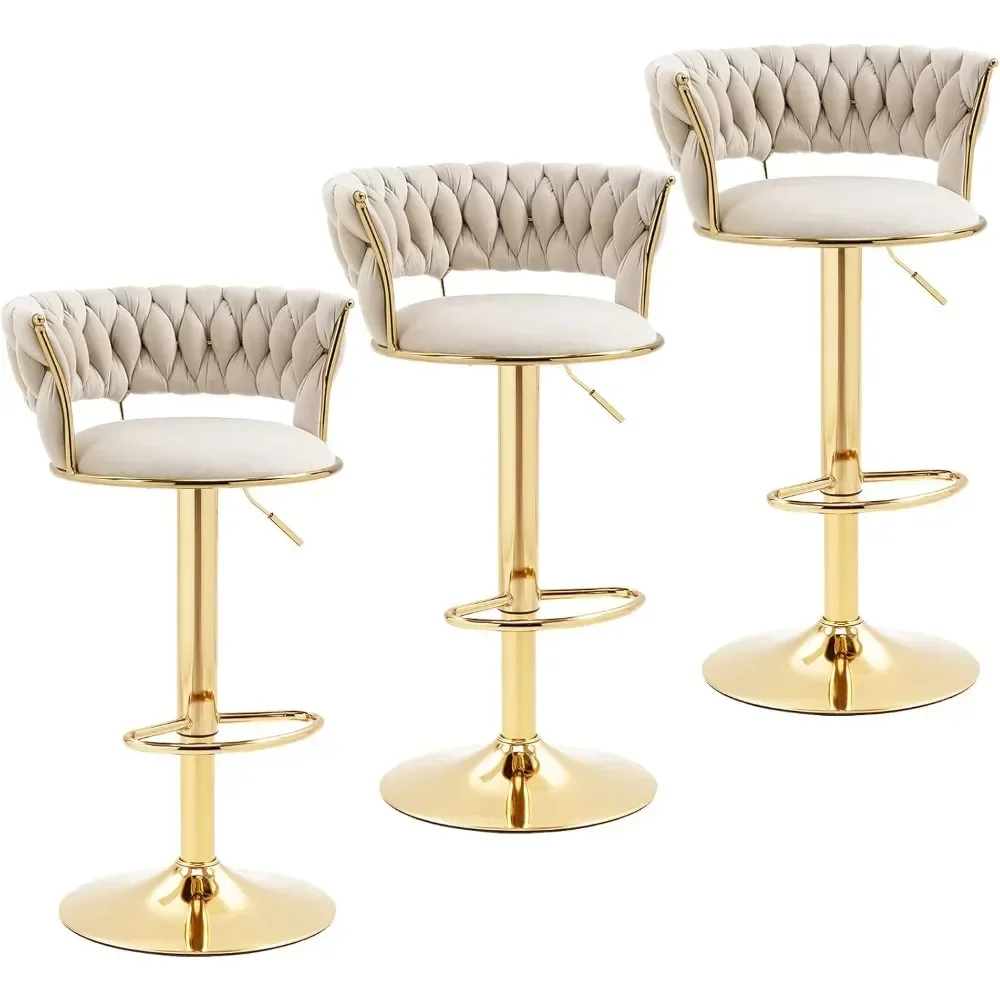 Home Bar And Counter - Modern Velvet Bar Stools Set of