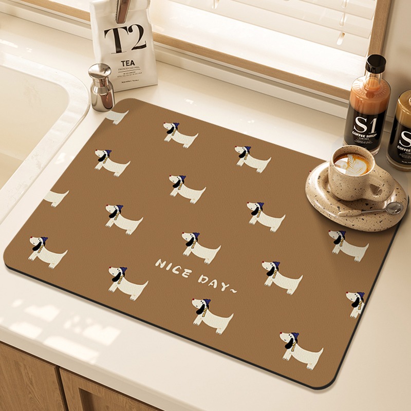 Cartoon Pug Pattern Printed Ki - Bar Mat Rubber recension och pris