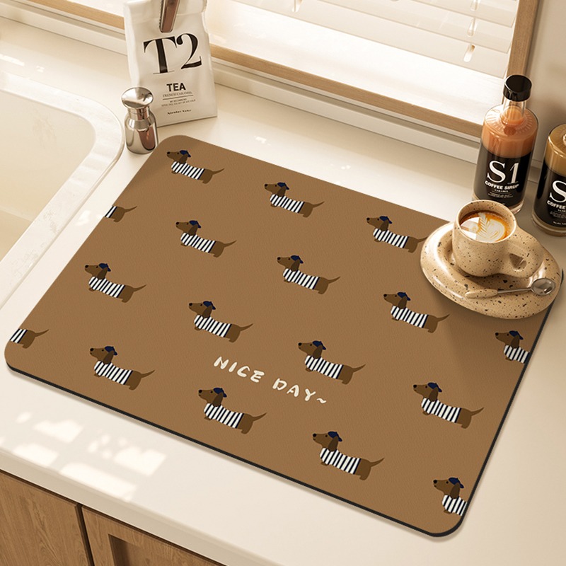 Cartoon Pug Pattern Printed Ki - Bar Mat Rubber recension och pris