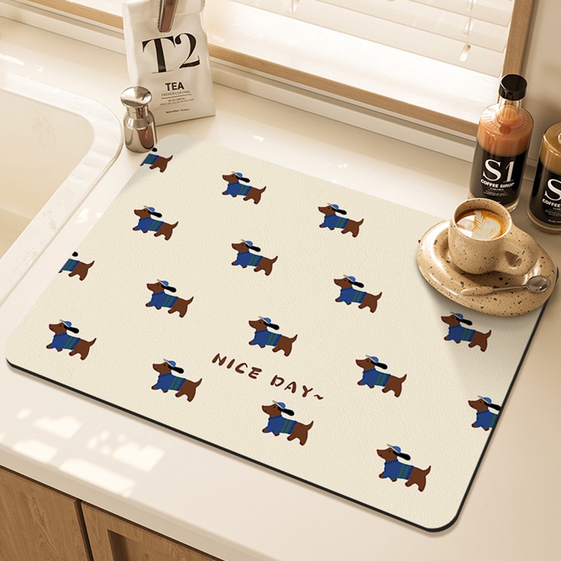 Cartoon Pug Pattern Printed Ki - Bar Mat Rubber recension och pris