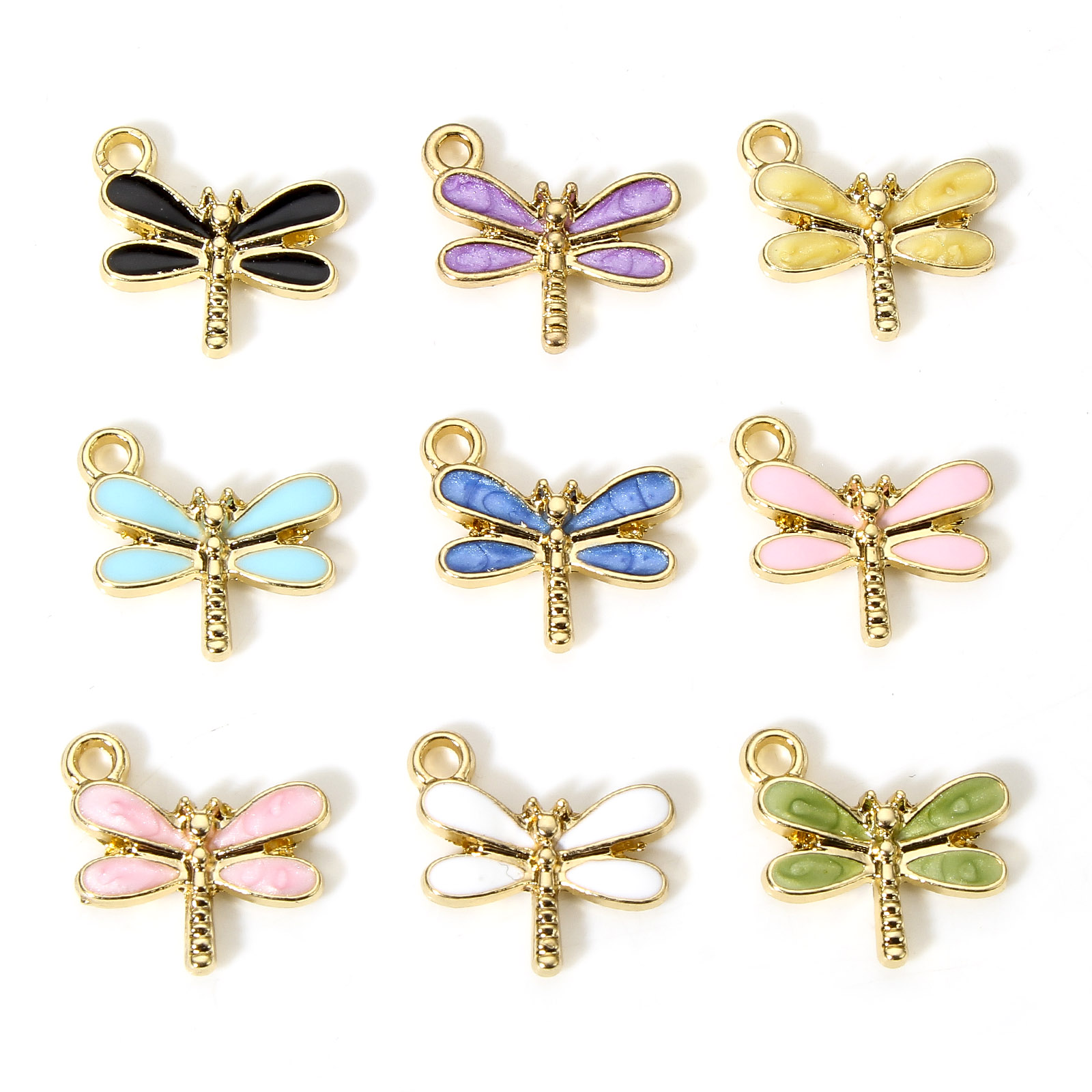10 PCs  Dragonfly Animal Ename - Bar Cart Gold recension och pris