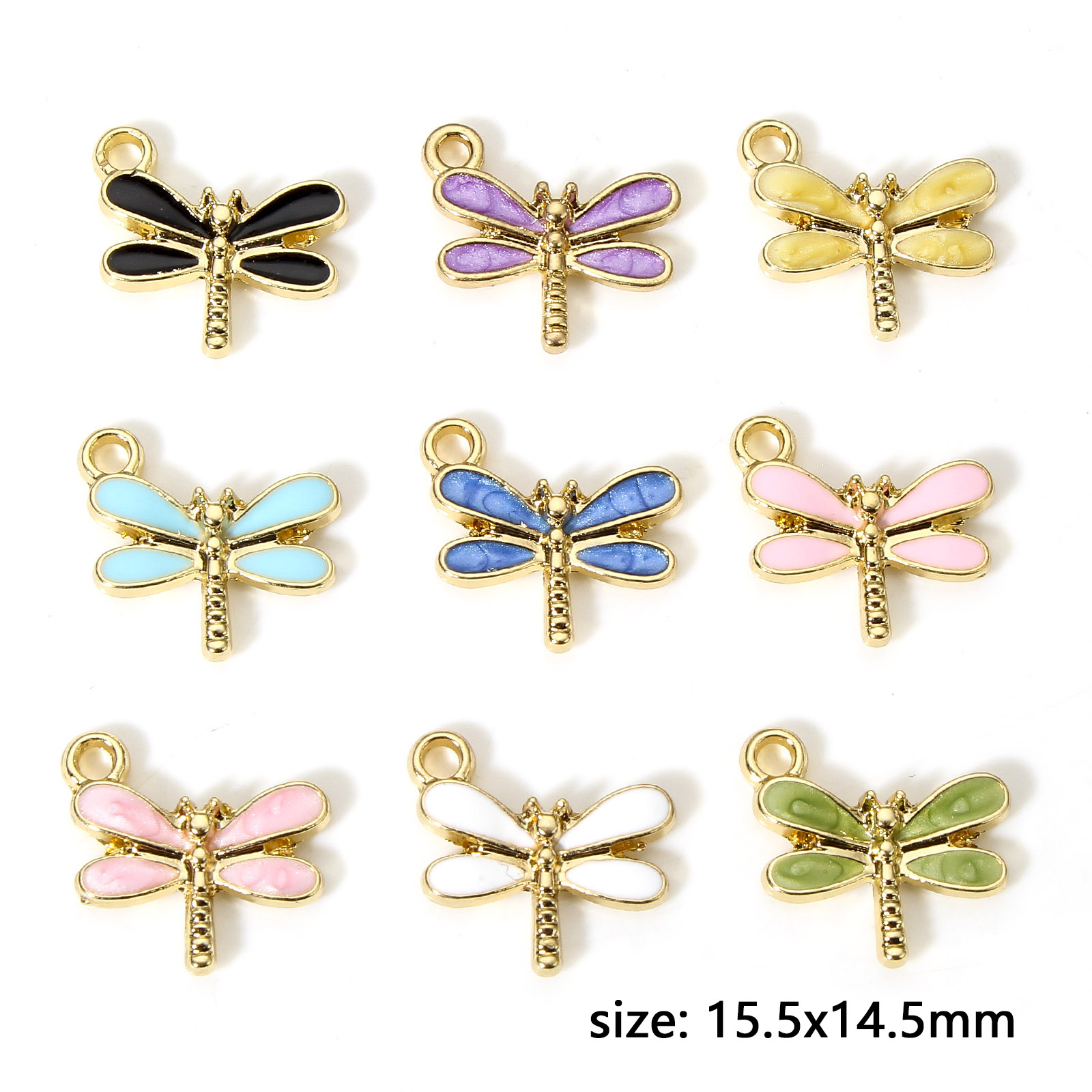 10 PCs  Dragonfly Animal Ename - Bar Cart Gold recension och pris
