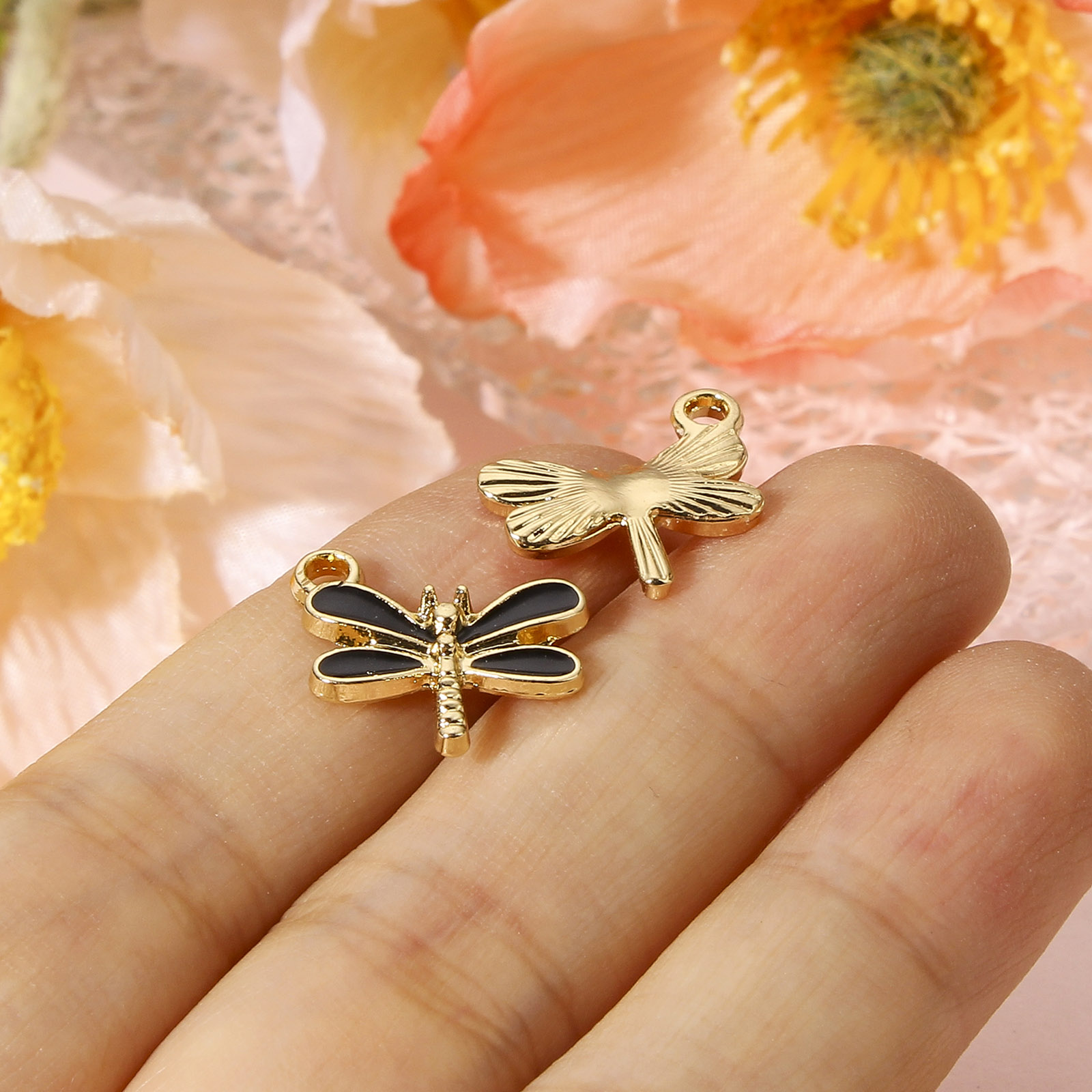 10 PCs  Dragonfly Animal Ename - Bar Cart Gold recension och pris